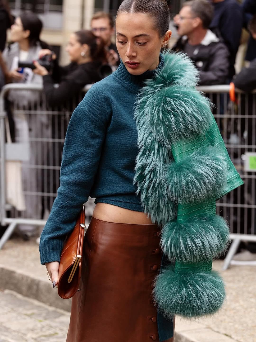 Luxury texture, disciplined enough
to avoid costume.