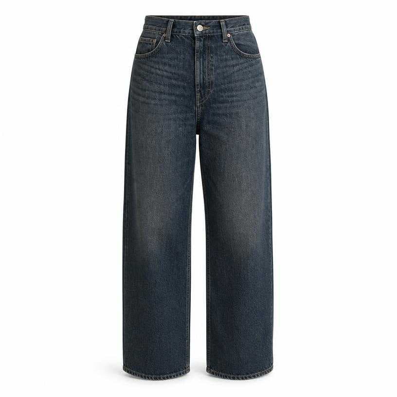 Generated item image of relaxed dark blue high-rise dark wash denim jeans