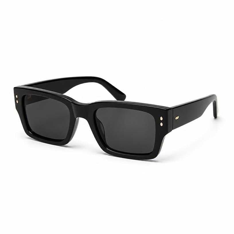 Generated item image of black oversized rectangular glossy acetate-like frame sunglasses