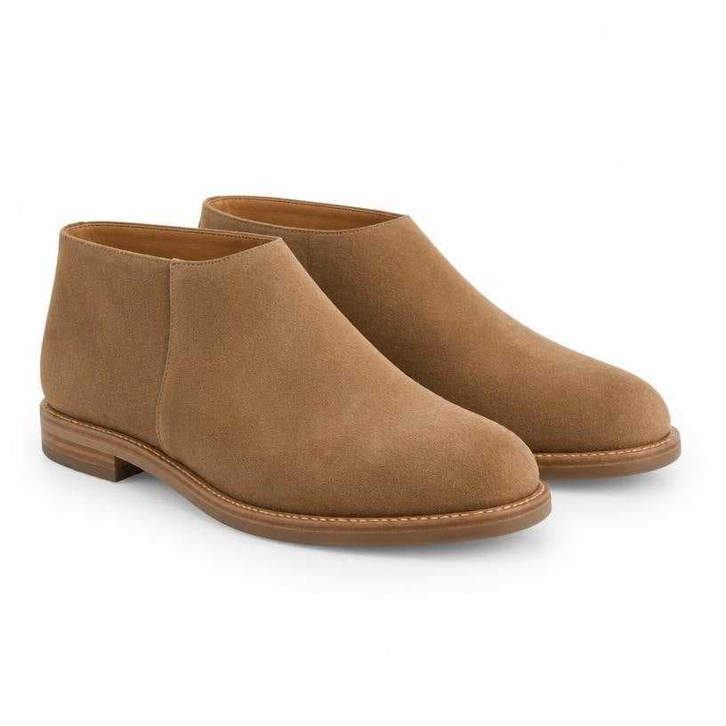 Generated item image of tan rounded toe suede shoes