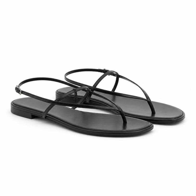Generated item image of black thin straps leather flat sandals