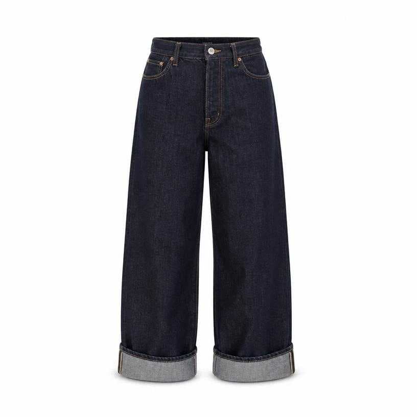 Generated item image of relaxed dark indigo wide-leg rolled cuffs denim jeans
