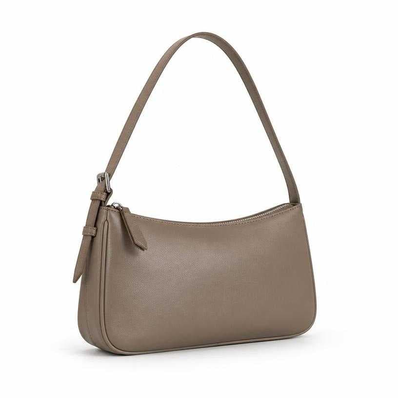 Generated item image of taupe structured leather shoulder bag