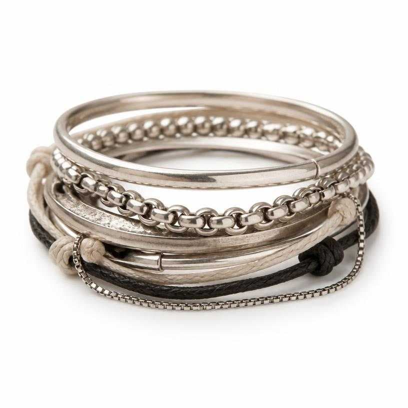 Generated item image of silver stacked bracelets