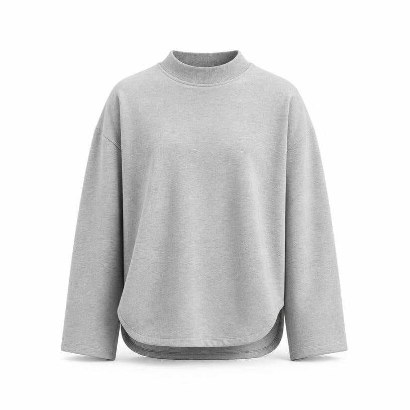 Generated item image of relaxed light grey sweatshirt-like fabric top