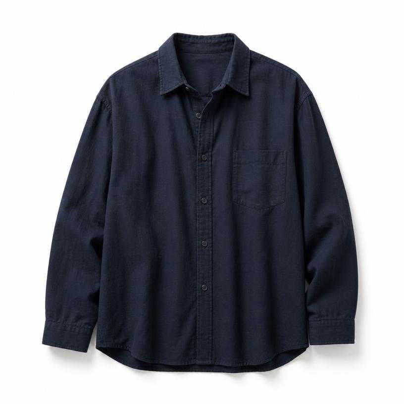 Generated item image of relaxed dark navy cotton button-front shirt