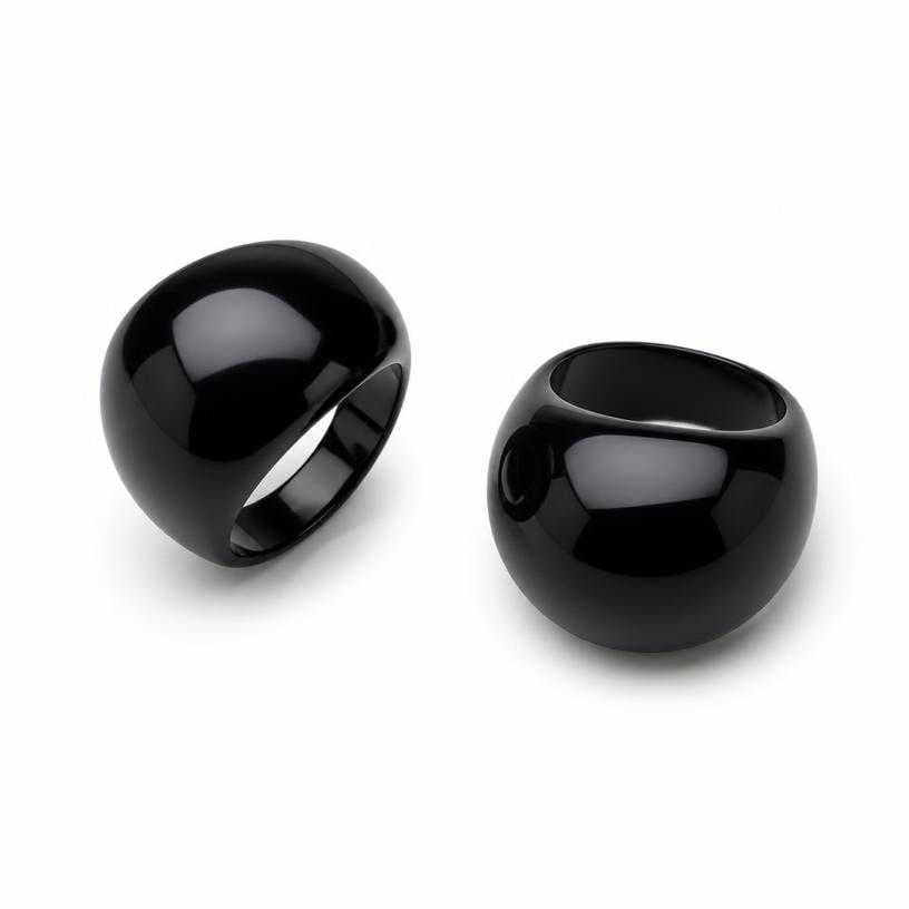 Generated item image of black statement glossy hard material rings