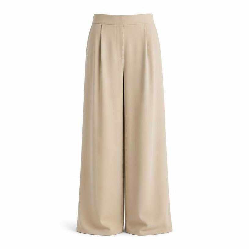 Generated item image of relaxed beige tan draped smooth woven fabric long lower garment