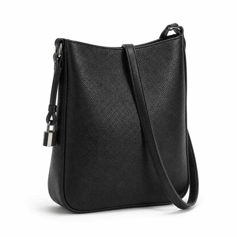Generated item image of black medium size pebbled leather-like material crossbody bag