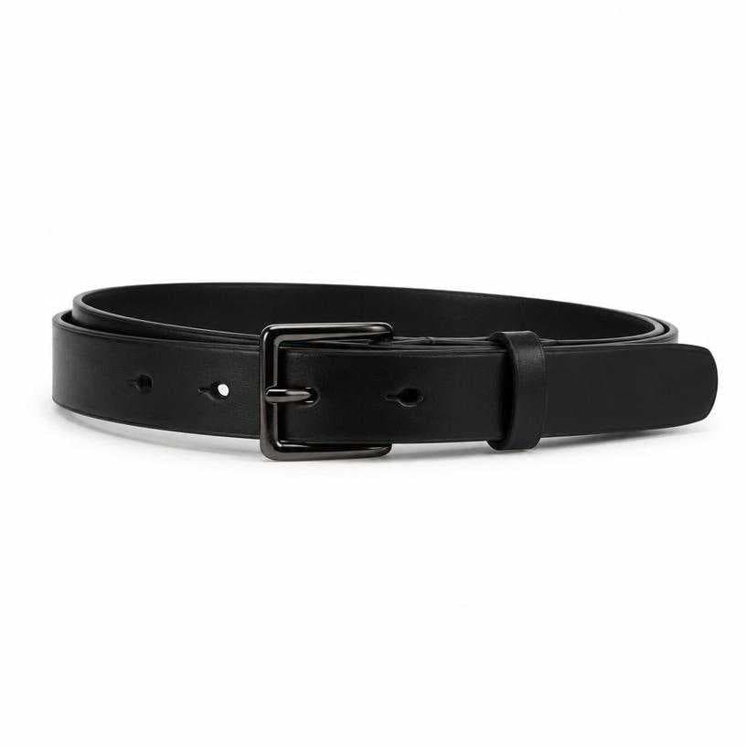 Generated item image of black narrow leather-like material belt