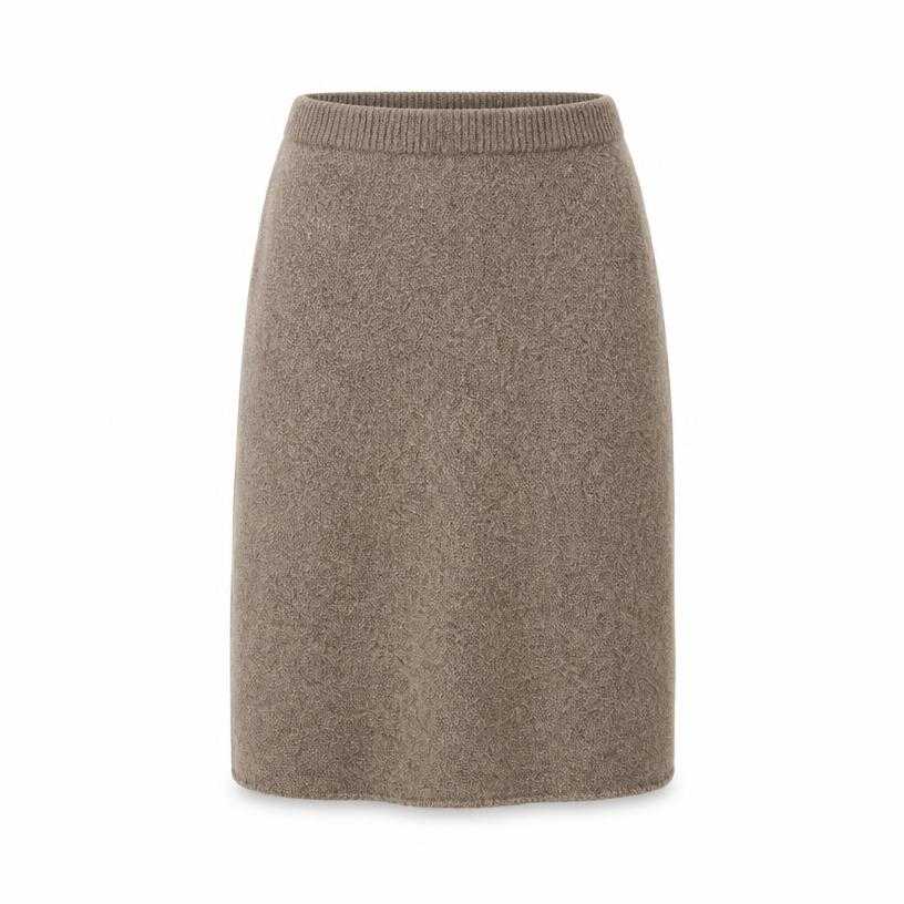 Generated item image of relaxed warm taupe knee-length textured knit skirt