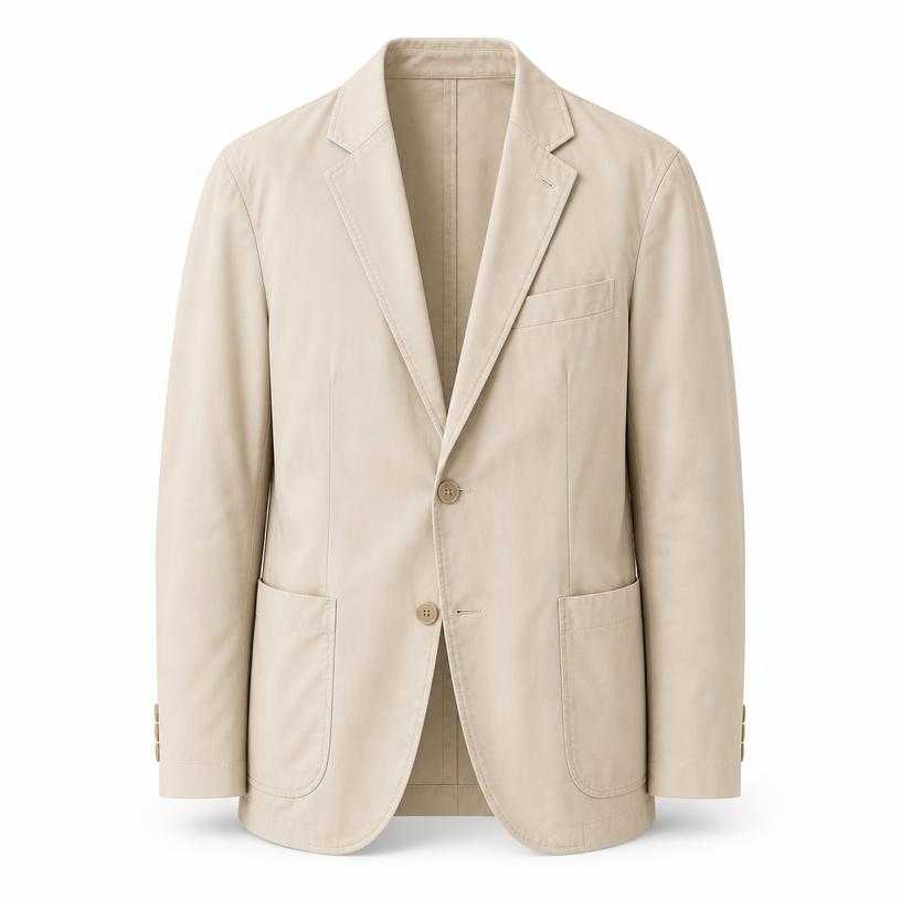 Generated item image of relaxed light beige single-breasted cotton-like woven fabric blazer