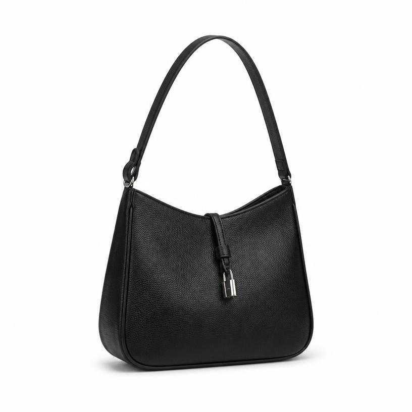 Generated item image of black small structured leather-like material shoulder bag
