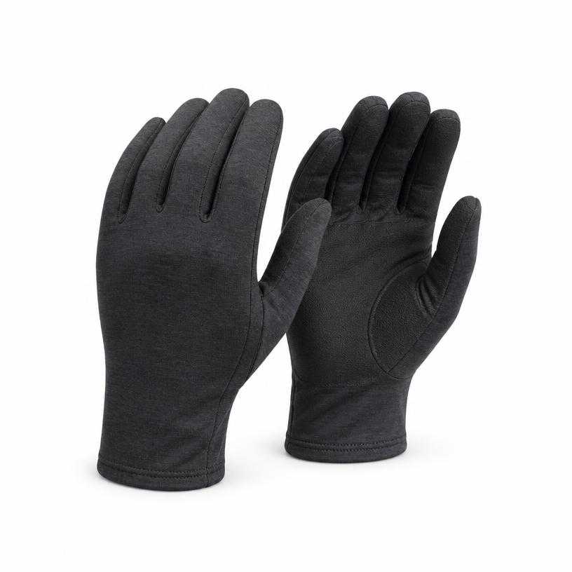 Generated item image of fitted dark grey lightweight technical fabric gloves