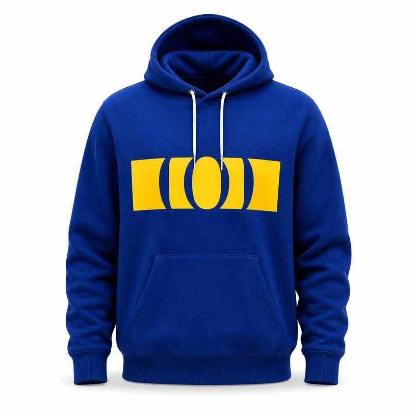 Generated item image of relaxed royal blue pullover knit fleece hooded sweatshirt