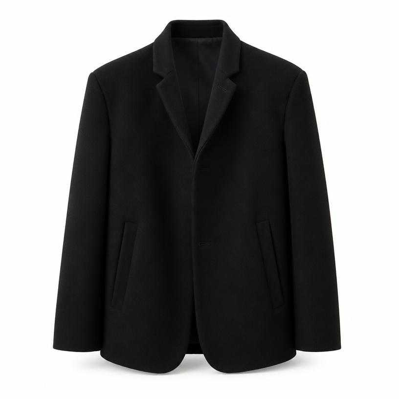 Generated item image of relaxed black structured shoulders jacket