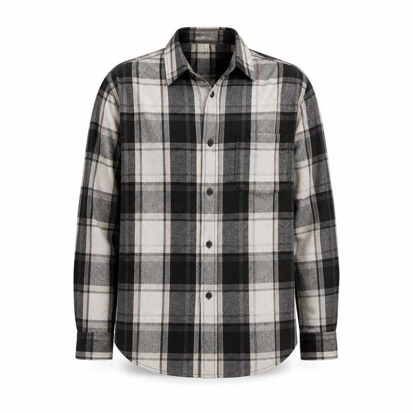 Generated item image of relaxed tonal plaid check button-up shirt