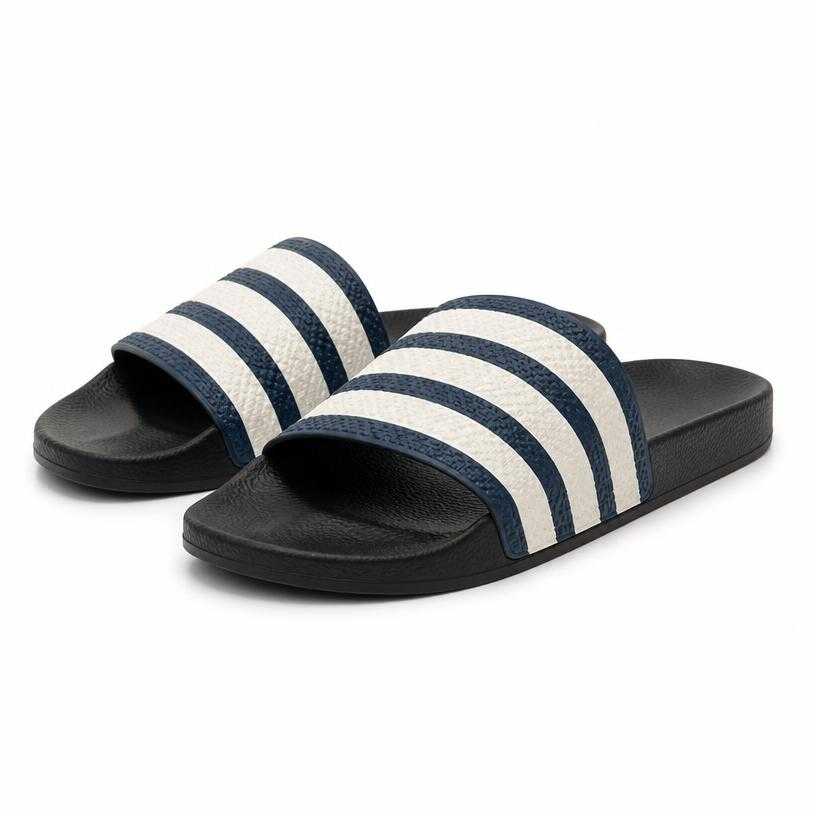 Generated item image of black striped strap slide sandals