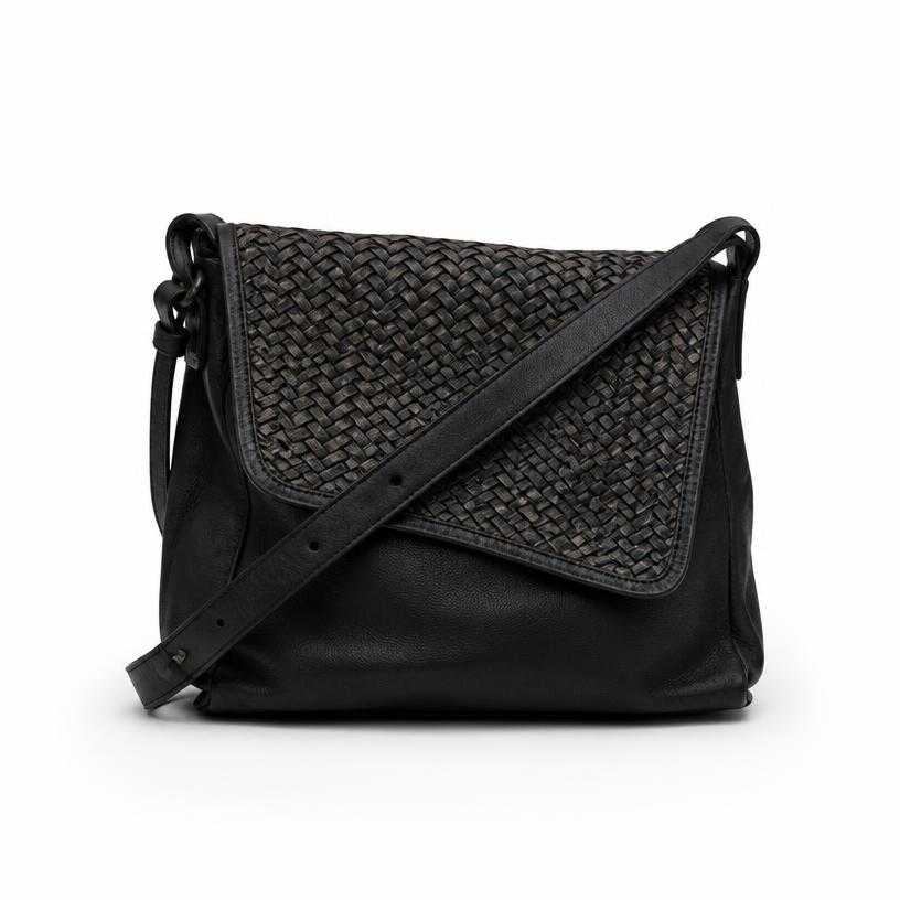 Generated item image of black patterned panel leather-like crossbody bag