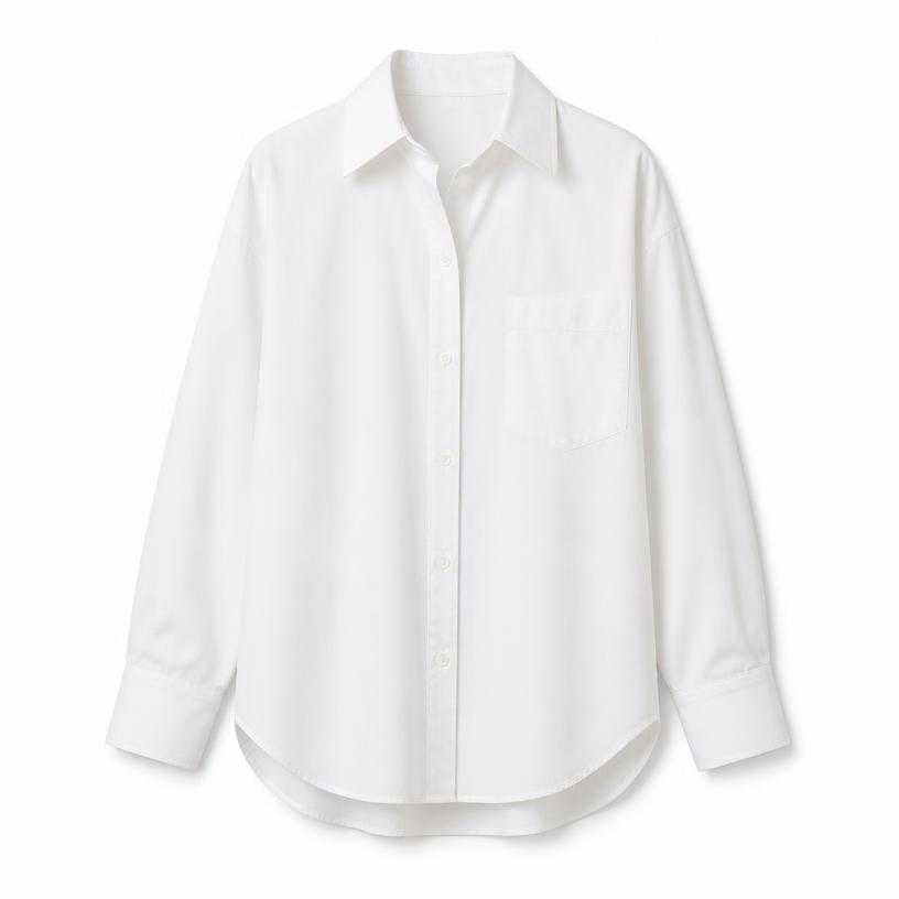 Generated item image of relaxed white cotton shirting shirt
