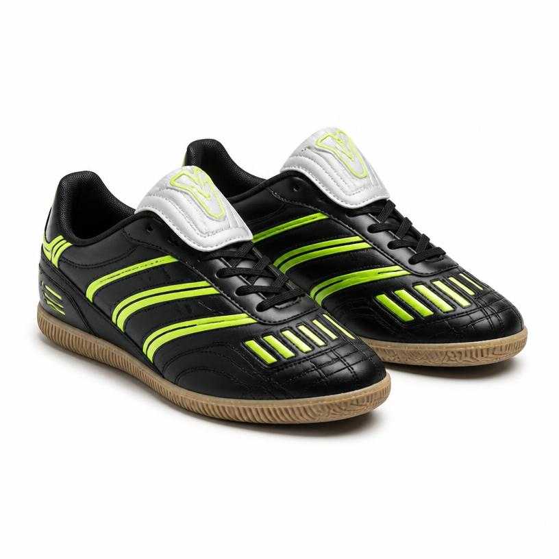 Generated item image of black with neon green low-top synthetic sneakers