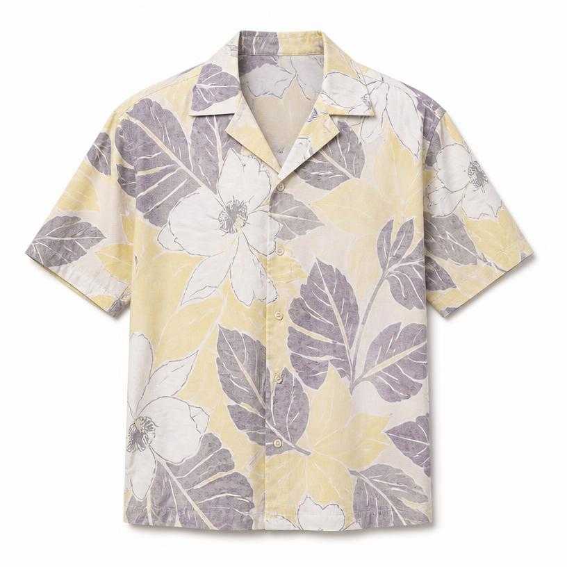 Generated item image of relaxed cream floral woven fabric button-up shirt