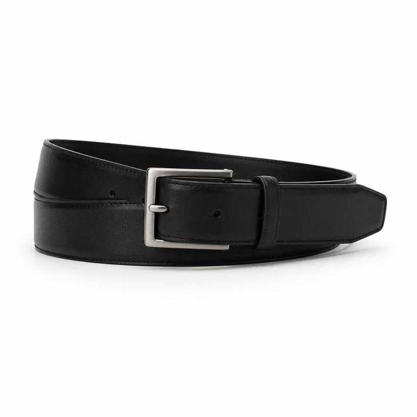 Generated item image of black rectangular buckle leather belt