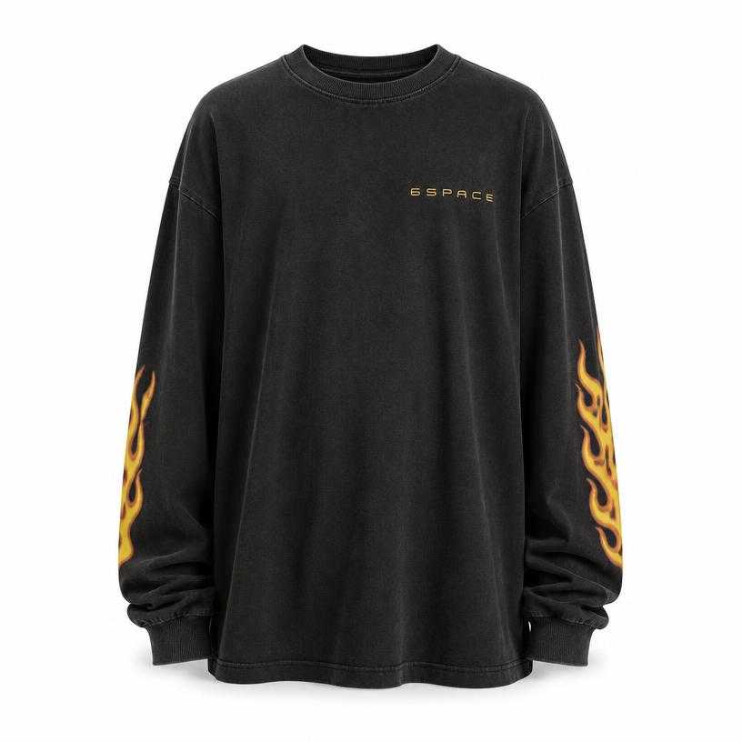 Generated item image of oversized black sleeve graphic cotton jersey long-sleeve top