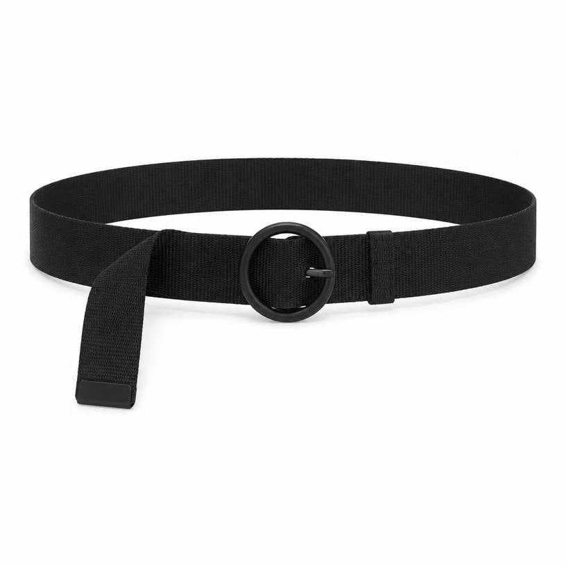 Generated item image of fitted black round buckle webbing belt