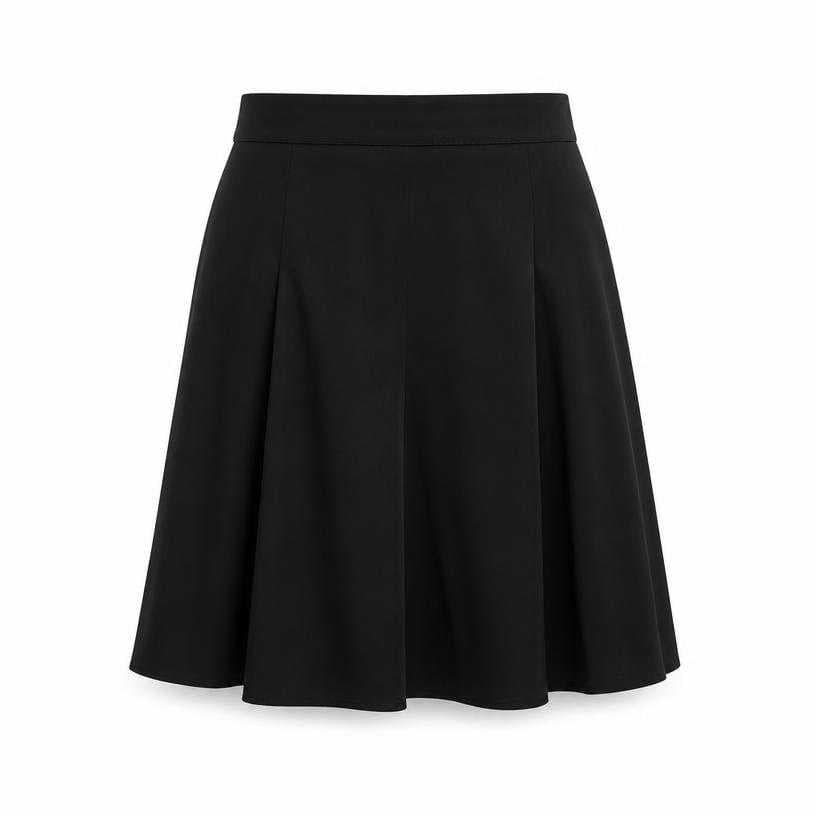 Generated item image of relaxed black softly flared smooth woven fabric skirt
