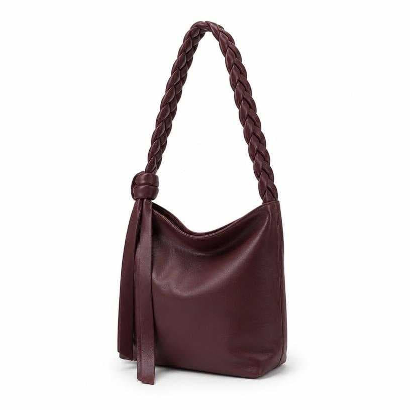 Generated item image of deep burgundy braided strap shoulder bag