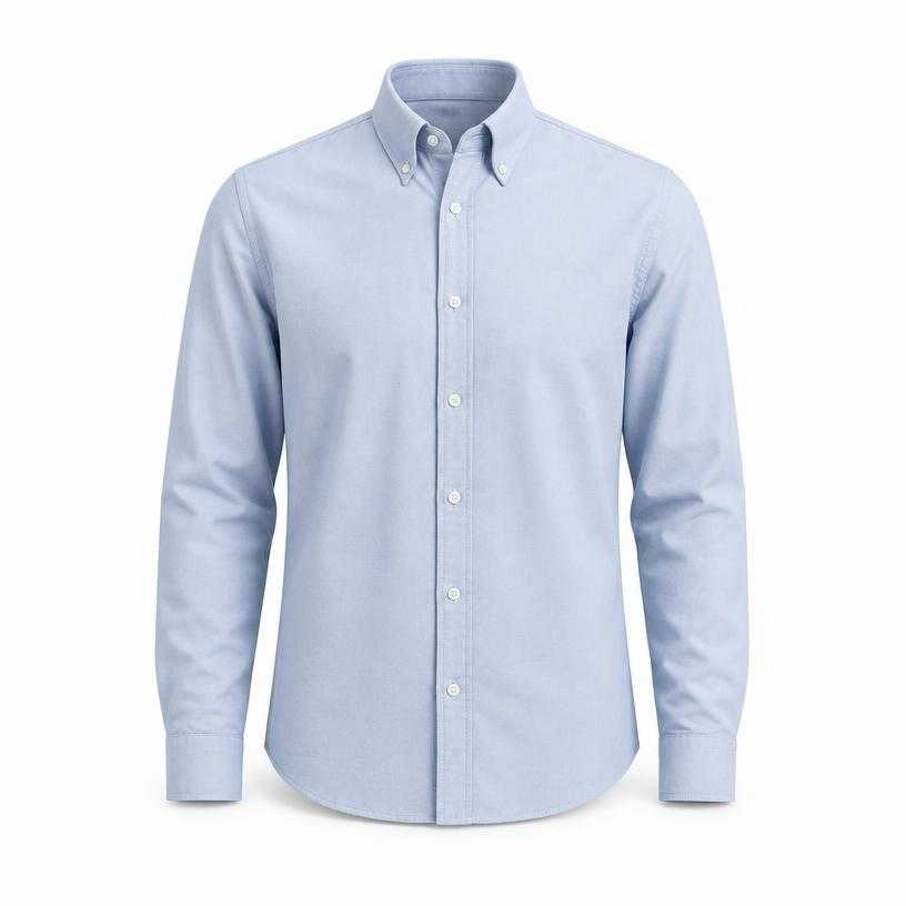 Generated item image of fitted light blue button-down collar cotton shirting collared shirt
