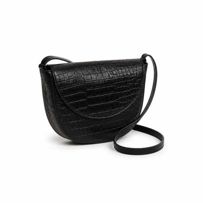 Generated item image of black croc-embossed leather-like crossbody bag