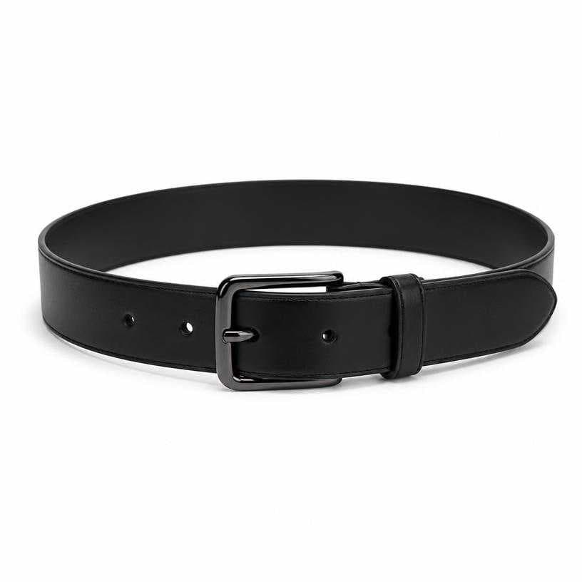 Generated item image of black metal buckle leather-like belt