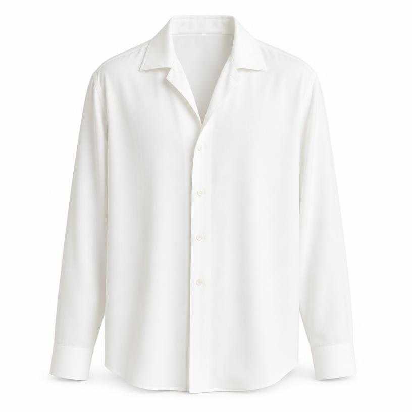 Generated item image of relaxed white open-collar woven shirting shirt