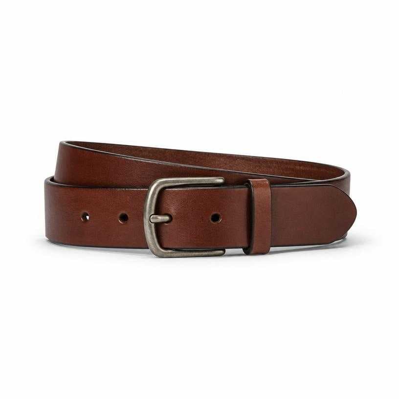 Generated item image of fitted brown metal buckle leather belt