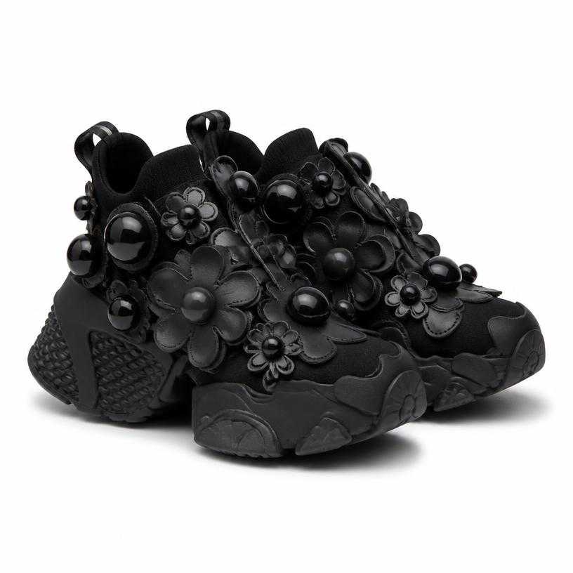 Generated item image of black chunky embellished sneakers