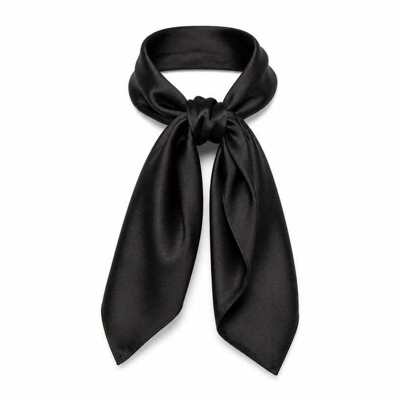 Generated item image of black draped silky neck scarf