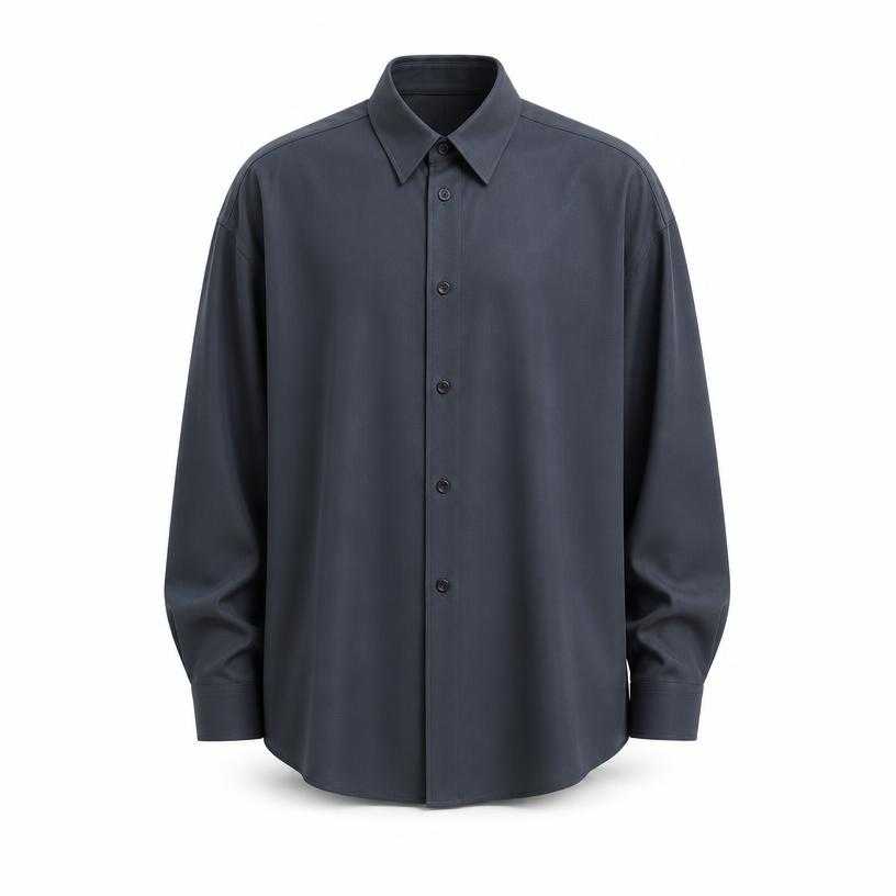 Generated item image of relaxed dark blue-grey button-up shirt