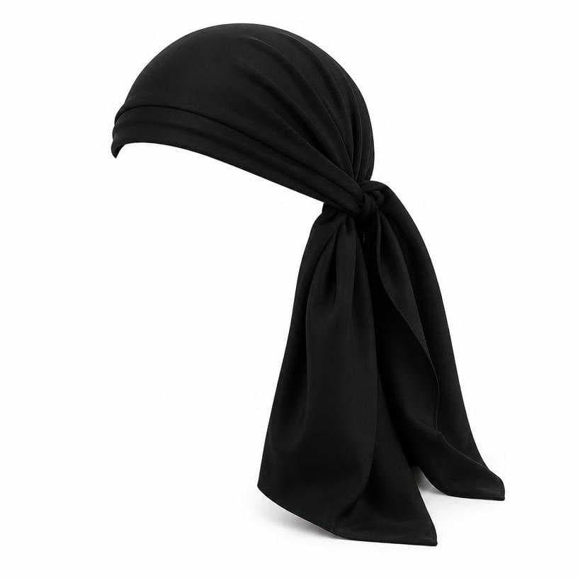Generated item image of black draped tail headscarf