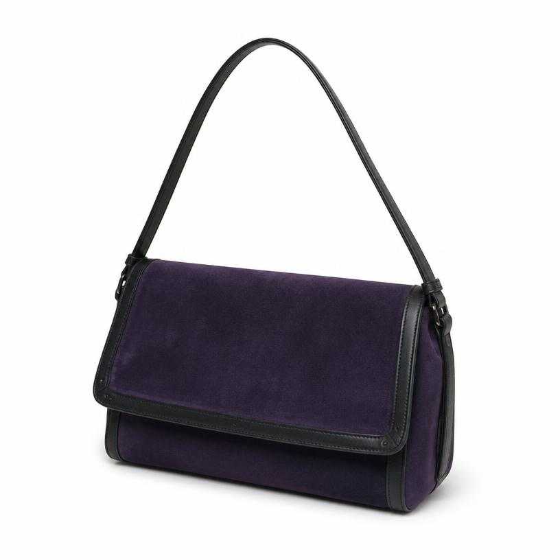 Generated item image of dark purple rectangular suede leather shoulder bag