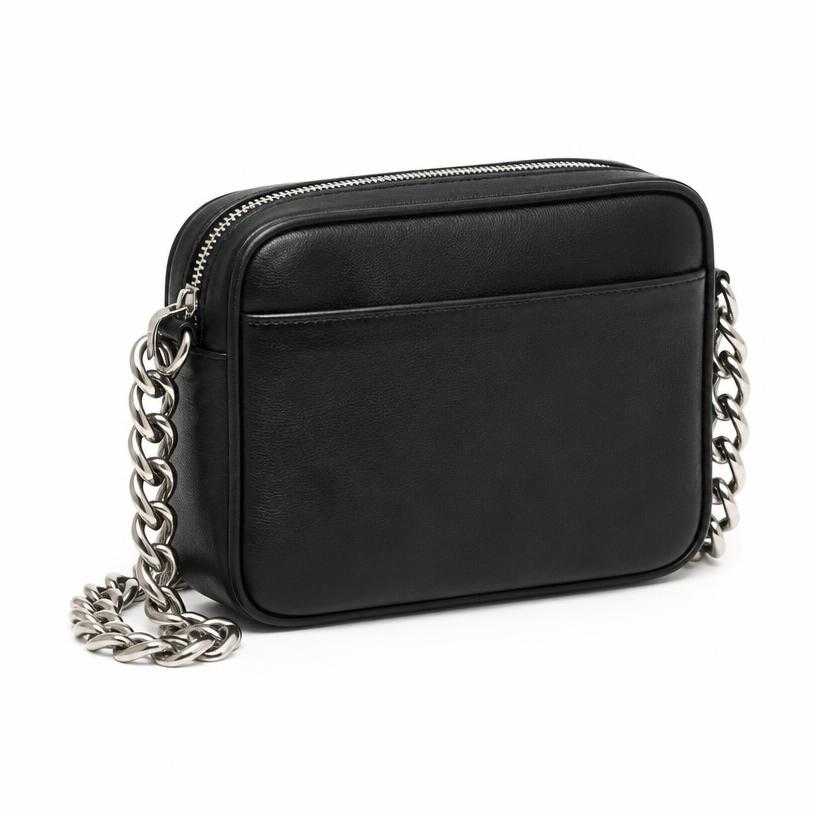 Generated item image of black chain strap leather crossbody bag