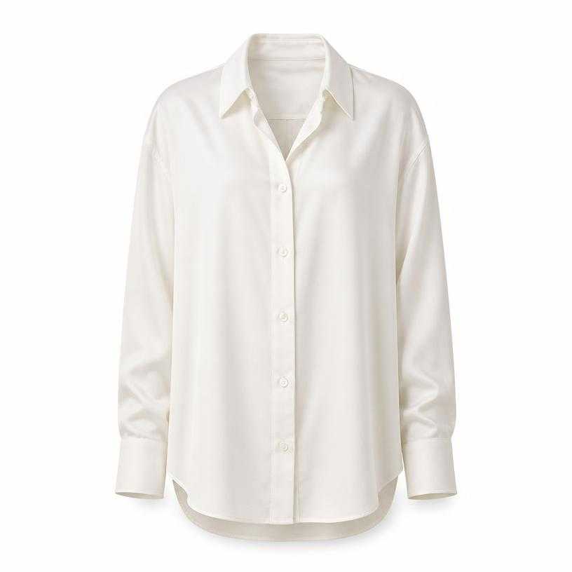 Generated item image of relaxed white button-front collared woven fabric shirt