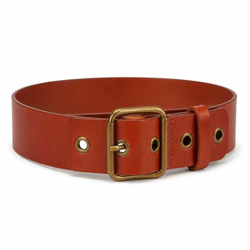 Generated item image of red brown wide grommeted leather belt