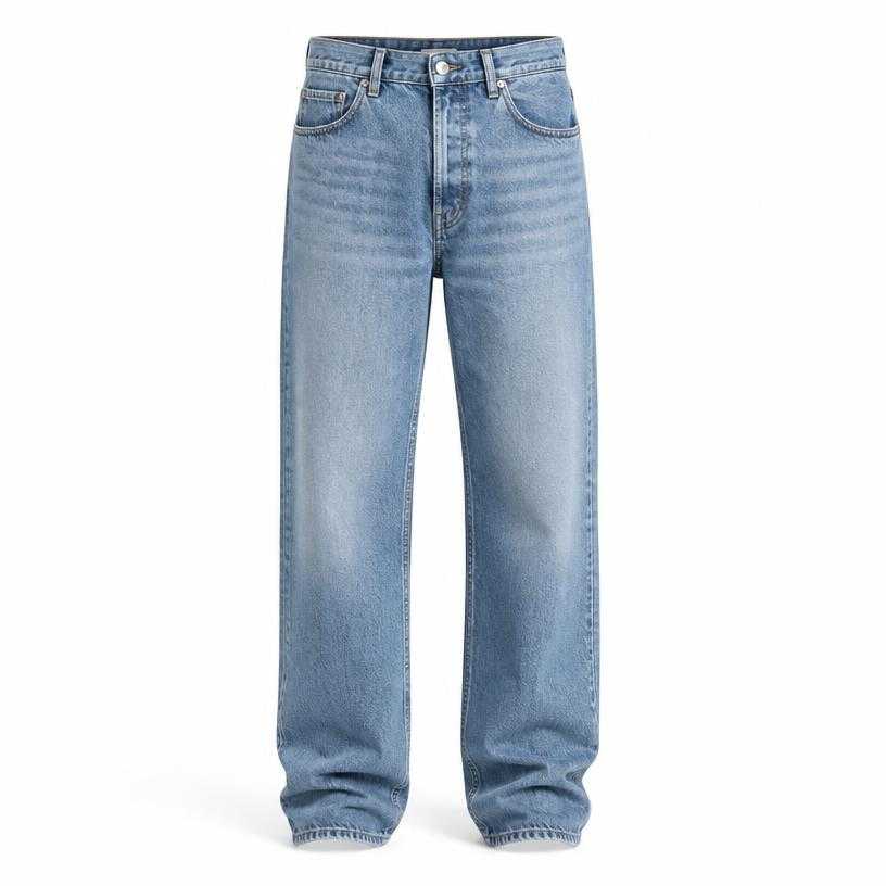 Generated item image of relaxed light blue straight-leg denim jeans