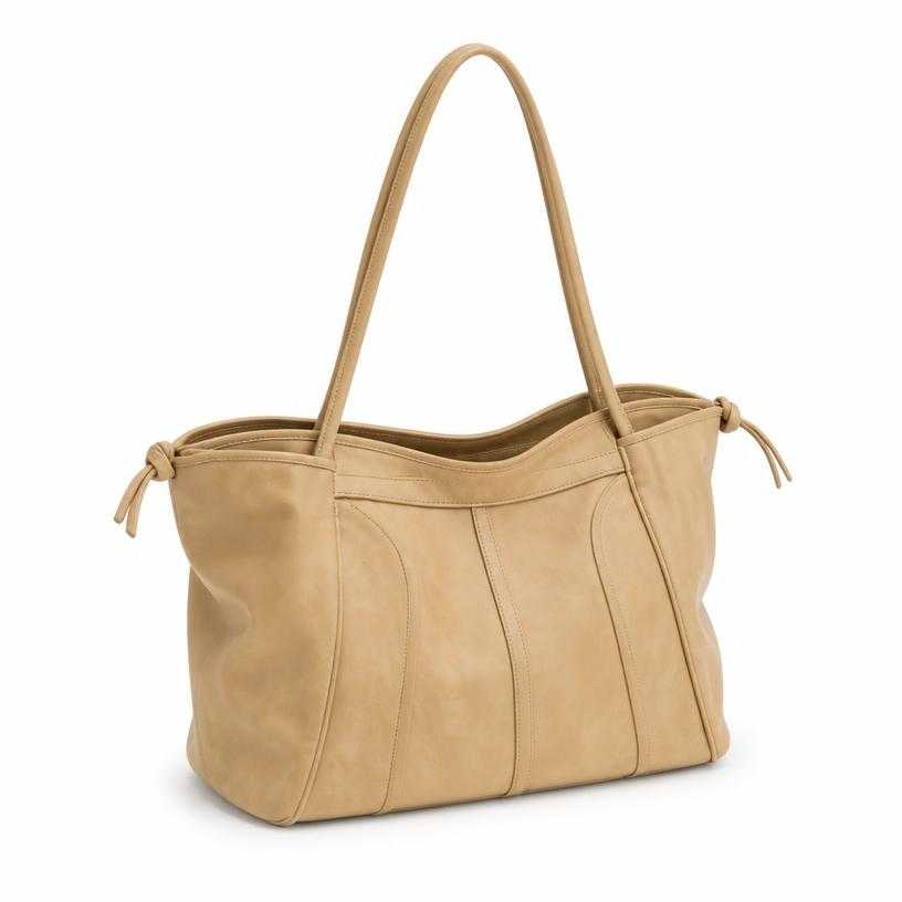 Generated item image of tan top handle leather shoulder bag