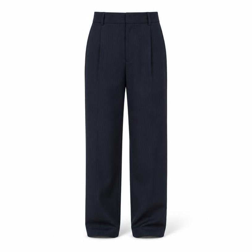 Generated item image of relaxed dark navy high-waisted trousers