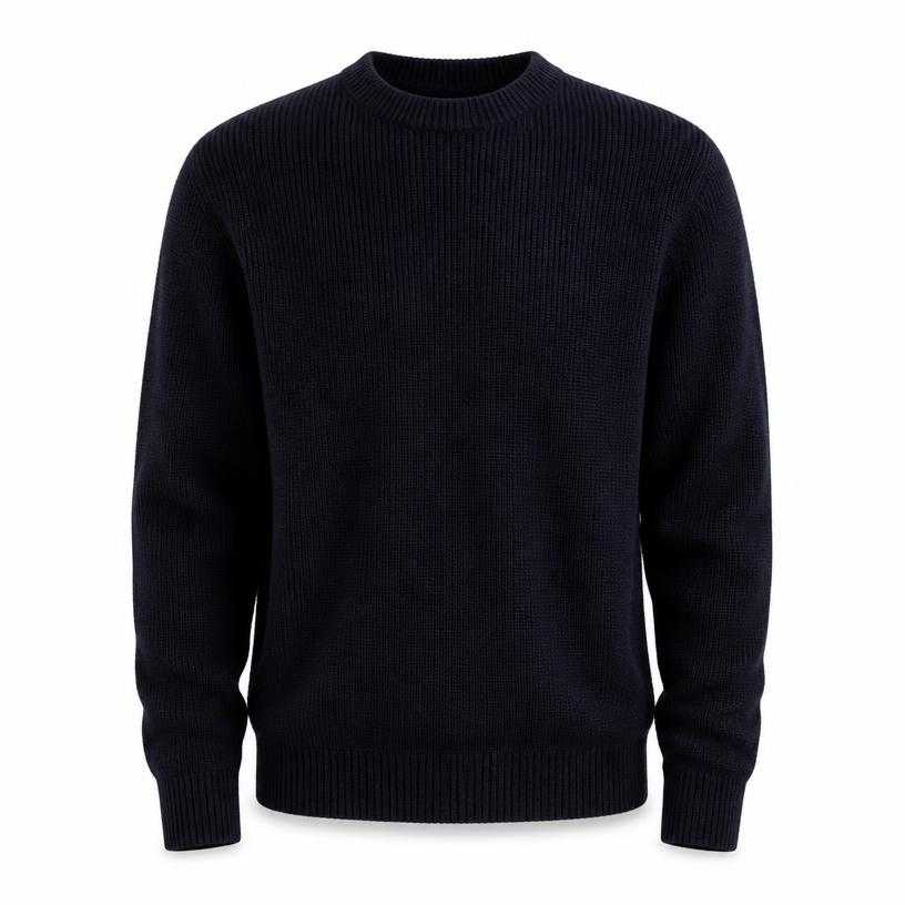 Generated item image of relaxed dark navy textured knit crew-neck sweater