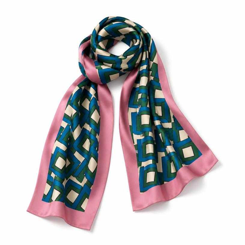 Generated item image of multicolor geometric print silky fabric scarf