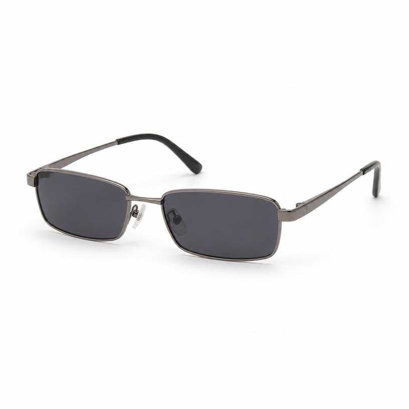 Generated item image of dark grey narrow rectangular sunglasses